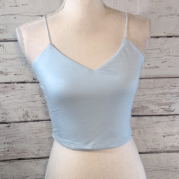 Windsor Tops - WINDSOR Cropped Cami Light Blue-Medium
